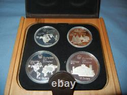 Montreal Olympics silver proof set coins 5 10 dollar 1976 Canada COA