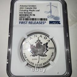 NGC 2021 Arboreal Emblem S$4 PULSATING MAPLE LEAF1st Releases REVERSE PF 70