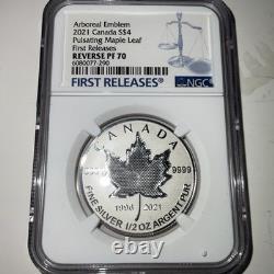 NGC 2021 Arboreal Emblem S$4 PULSATING MAPLE LEAF1st Releases REVERSE PF 70