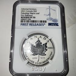 NGC 2021 Arboreal Emblem S$4 PULSATING MAPLE LEAF1st Releases REVERSE PF 70