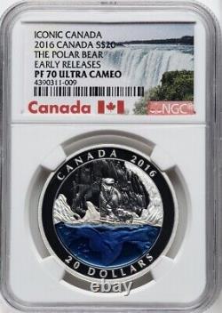 NGC PF70 The Polar Bear 2016 Iconic Canada Early Releases Silver Fine 0.999 Coin