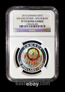 NGC PF70 Ultra Cameo 2013 Canada Holo Dreamcatcher $10 Proof Silver TOP POP