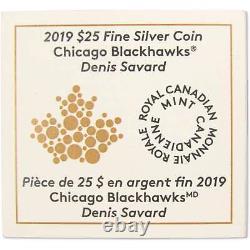 NHL Chicago Blackhawks Denis Savard. 9999 Silver $25 Proof 2019 Canada COA