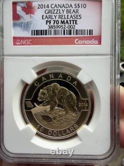 O Canada 2014 Proof Gem $10 Silver Coin Grizzly Bear