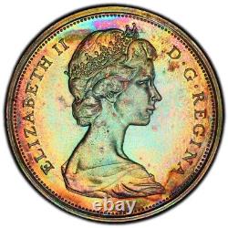 PL63 1965 50C Canada Silver 50 Cents Proof, PCGS Trueview- Rainbow Toned