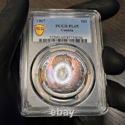 PL65 1967 $1 Canada Goose Silver Proof Dollar, PCGS Secure- Pretty Toned