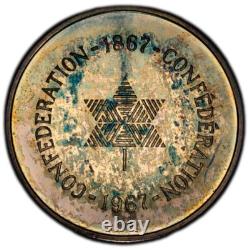 PL65 1967 Canada Silver Centennial Proof Medal, PCGS Trueview- Rainbow Toned