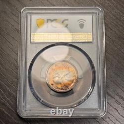 PL66 1956 Canada Silver Caribou 25 Cents Proof, PCGS Trueview- Rainbow Toned