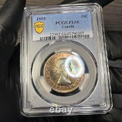 PL66 1959 50C Canada Wolf Silver 50 Cents Proof, PCGS Trueview- Pretty Toned