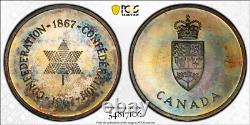PL66 1967 Canada Silver Centennial Proof Medal, PCGS Trueview- Rainbow Toned