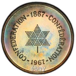 PL66 1967 Canada Silver Centennial Proof Medal, PCGS Trueview- Rainbow Toned