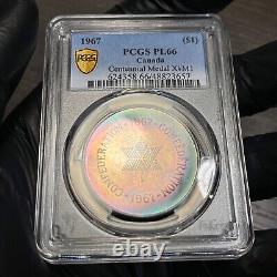 PL66 1967 Canada Silver Centennial Proof Medal, PCGS Trueview- Rainbow Toned