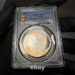 PL66 1967 Canada Silver Centennial Proof Medal, PCGS Trueview- Rainbow Toned