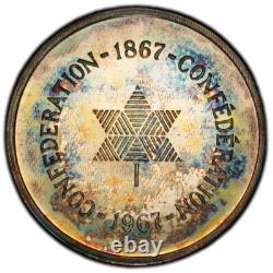 PL66 1967 Canada Silver Centennial Proof Medal, PCGS Trueview- Rainbow Toned