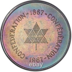 PL66 1967 Canada Silver Centennial Proof Medal, PCGS Trueview- Rainbow Toned