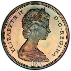 PL66 1967 Canada Wolf Silver 50 Cents Proof, PCGS Trueview- Rainbow Toned