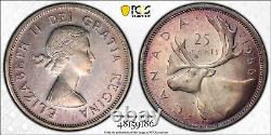 PL66CAM 1956 Canada Silver Caribou 25 Cents Proof, PCGS Trueview- Nicely Toned