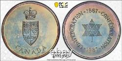 PL67 1967 Canada Silver Centennial Proof Medal, PCGS Trueview- Rainbow Toned