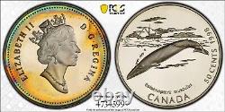 PR65DCAM 1998 Canada Blue Whale Fifty Cents Silver Proof, PCGS Trueview- Toned