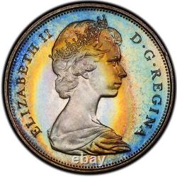 PR66 1967 50C Canada Wolf Silver 50 Cents Proof, PCGS Trueview- Rainbow Toned