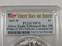 Pcgs 2019 Canada & U. S. Le Pride Two Nations Set Silver Eagle & Maple Leaf Pr70