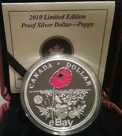 Poppy Coin Limited Edition Proof Silver Dollar 2010 Canada Sea of Poppies