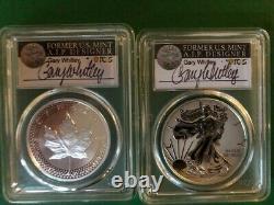 Pride of two nations Canada set Silver Eagle & Mapleleaf PCGS Rev PF 70
