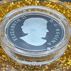 Proof 2010 Canadian $20.999 Silver 1 oz Water Lily, Crystals, COA, Leather Case