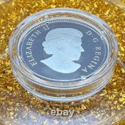 Proof 2010 Canadian $20.999 Silver 1 oz Water Lily, Crystals, COA, Leather Case