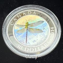 Proof 2014 Canadian $10.999 Silver. 5 oz Green Darner Hologram COA Leather Case