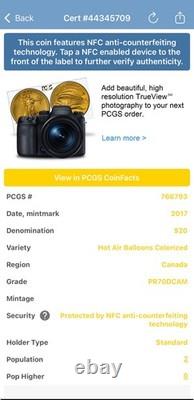 Proof 2017 Canada $20.999 Silver Coin PCGS PR70UC Color Hot Air Balloons 1 of 2