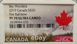 Proof 2019 Canada S$20 1oz Silver Coin PF70 Sky Wonder Fire Rainbow 1 of 12 Mint