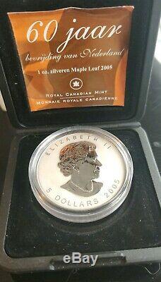 RARE 2005 CANADA $5 SILVER MAPLE LEAF Tulip privy Reverse proof coin