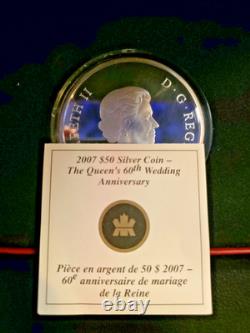 RARE-2007 Canada $50 Queen Elizabeth Prince Philip 60th Anniversary Silver