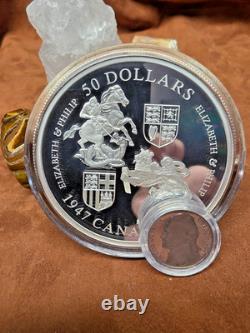 RARE-2007 Canada $50 Queen Elizabeth Prince Philip 60th Anniversary Silver