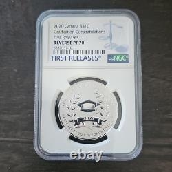 RARE! Canada 2020 $10 Graduation. 999 Silver NGC Reverse PF 70 Uncircula