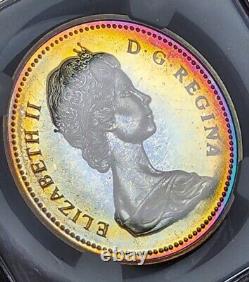 Rainbow Toned Silver 1971 Canada British Columbia Proof Dollar NGC SP67 STAR