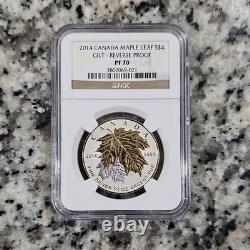 Royal Canadian Mint Maple Leaf $4 2014 Gilt Reverse Proof Silver NGC PF 70