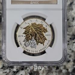 Royal Canadian Mint Maple Leaf $4 2014 Gilt Reverse Proof Silver NGC PF 70