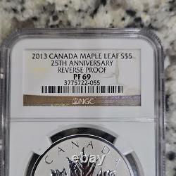 Royal Canadian Mint Maple Leaf $5 2013 25th Anniv Reverse Proof Silver NGC PF 69