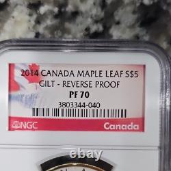 Royal Canadian Mint Maple Leaf $5 2014 Gilt Reverse Proof Silver NGC PF 70