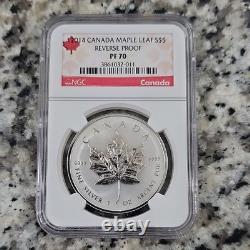 Royal Canadian Mint Maple Leaf $5 2014 Reverse Proof 1 oz Silver NGC PF 70