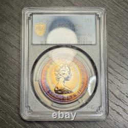 SP66 1978 $1 Canada Commonwealth Games Silver Proof Dollar, PCGS- Rainbow Toned