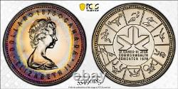 SP66 1978 $1 Canada Commonwealth Games Silver Proof Dollar, PCGS- Rainbow Toned