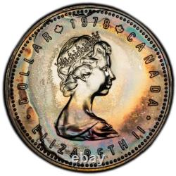 SP67 1978 $1 Canada Commonwealth Games Silver Proof Dollar, PCGS- Rainbow Toned