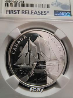 Sailing Ship Silver $1 Canada 100th Anniv. PF 70 Ultra Cameo First Release Blue