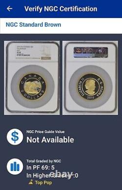 (TOP GRADED) 2015 Canada 5 OZ. Silver Gilted Polar Bear Proof Big Coin NGC PF69