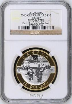 (TOP POP 2/0) 2013 Canada Gilted Silver $10 Hockey O'Canada Set Proof NGC PF 70