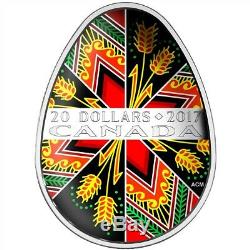 Ukrainian Pysanka Easter Egg 1oz Proof Silver Coin 2017 $20 Canada