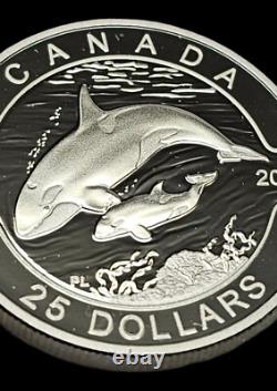 Unc Canada 2013 $25 Orca 1 Oz. 999 Pure Silver Proof Coin O Canada Series 1016